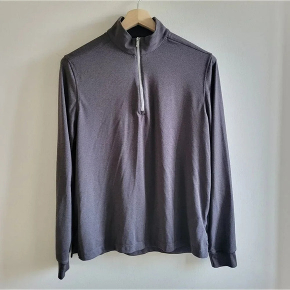 Greg Norman Grey 1/4 zip Long- Sleeve Polo Shirt - Picture 2 of 11